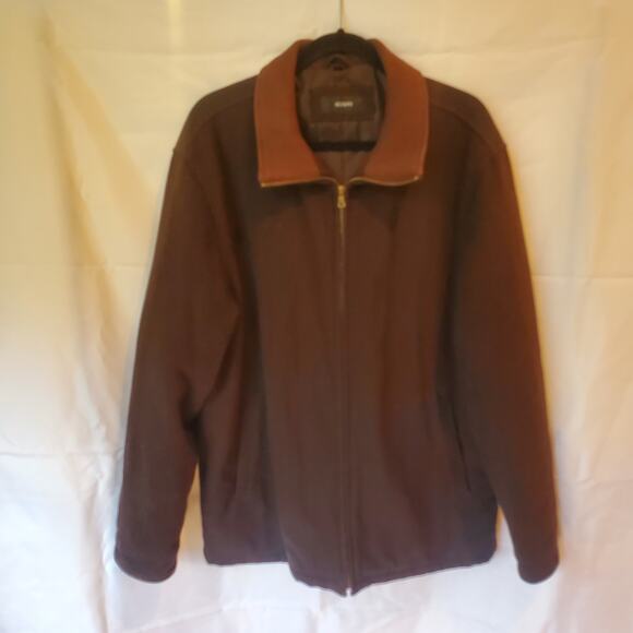 Alfani Men’s Full Zip Jacket Brown Large Casual Coat with Contrast Collar - Picture 1 of 12